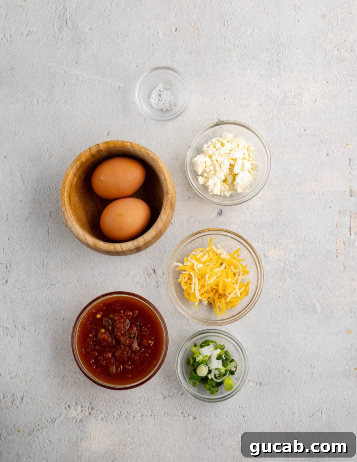 Eggs Fiesta: A Zesty Morning Kickstart 3 Close-up of fresh ingredients for eggs with salsa.